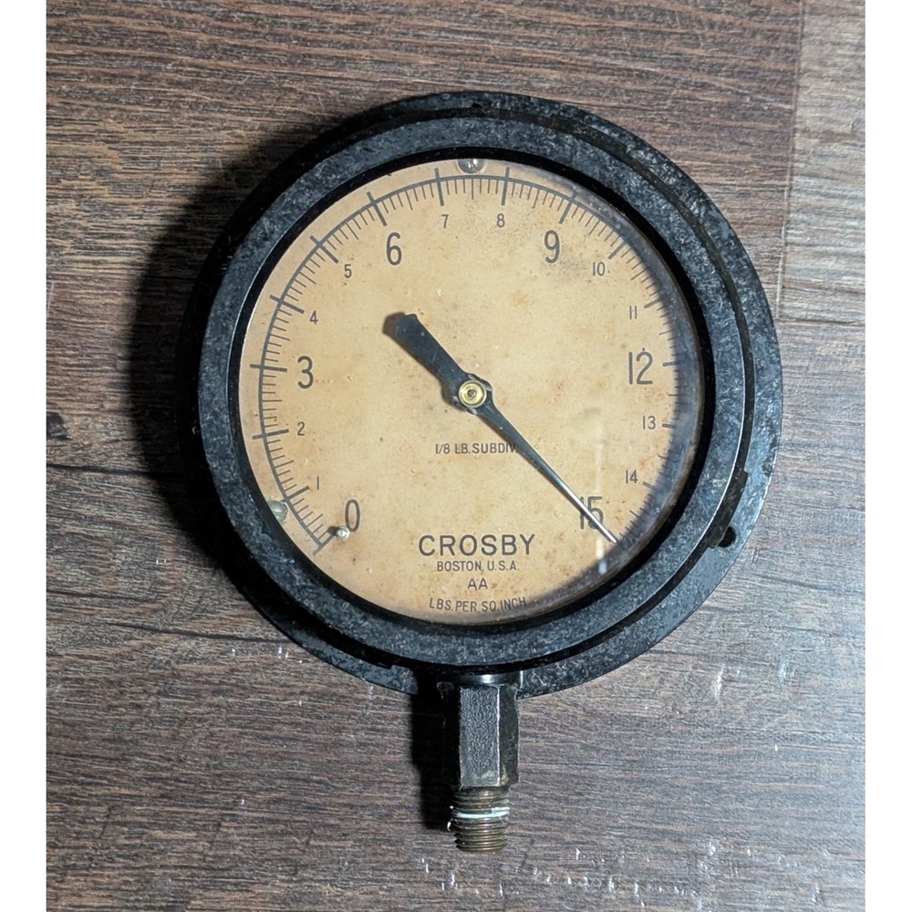Vintage 5" Black Crosby 1/8 lb SubDiv Vacuum Gauge AA PSI‎